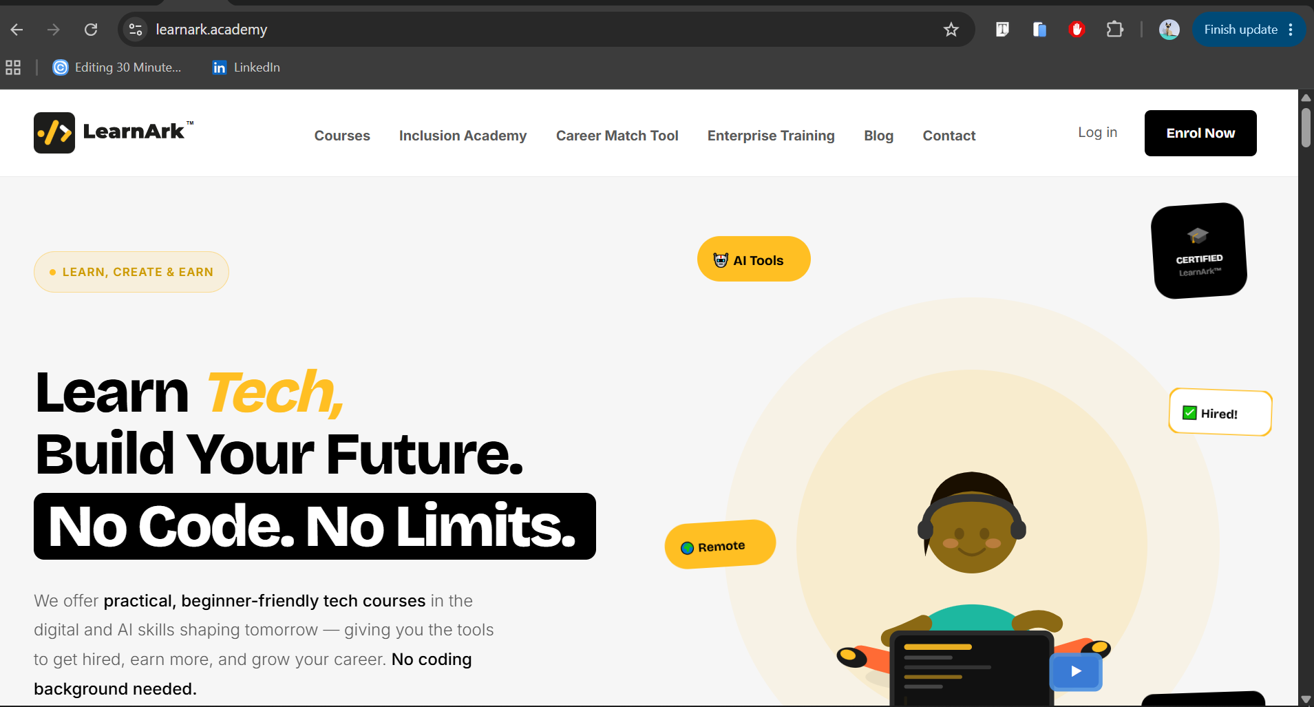 LearnArk online learning platform homepage